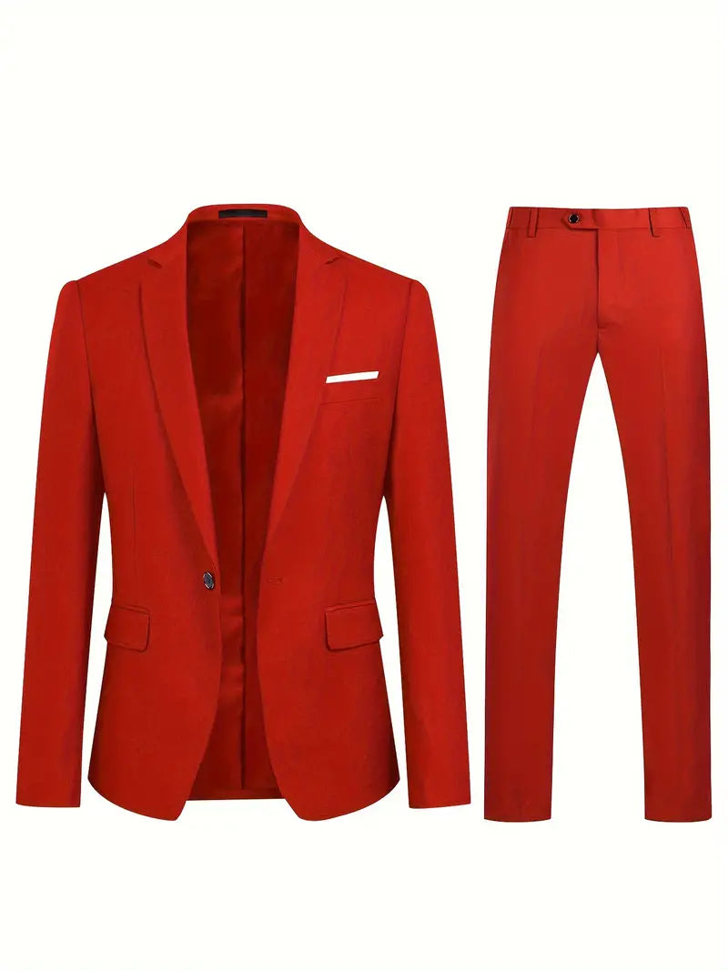 Classic Men’s Business Suit – Red