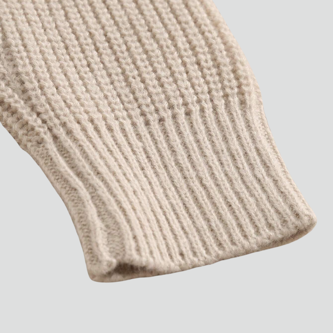 Men’s Turtleneck Zip-Up Sweater – Ribbed Texture & Modern Relaxed Fit