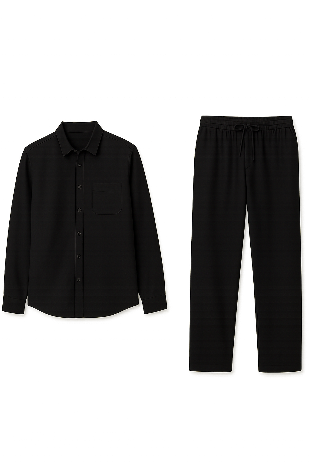 Classic Men's Linen Shirt and Trouser Set - Black