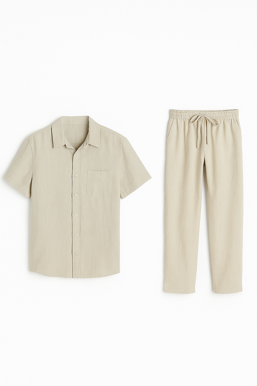 Men's Shirt and Pants Set Gray-Beige