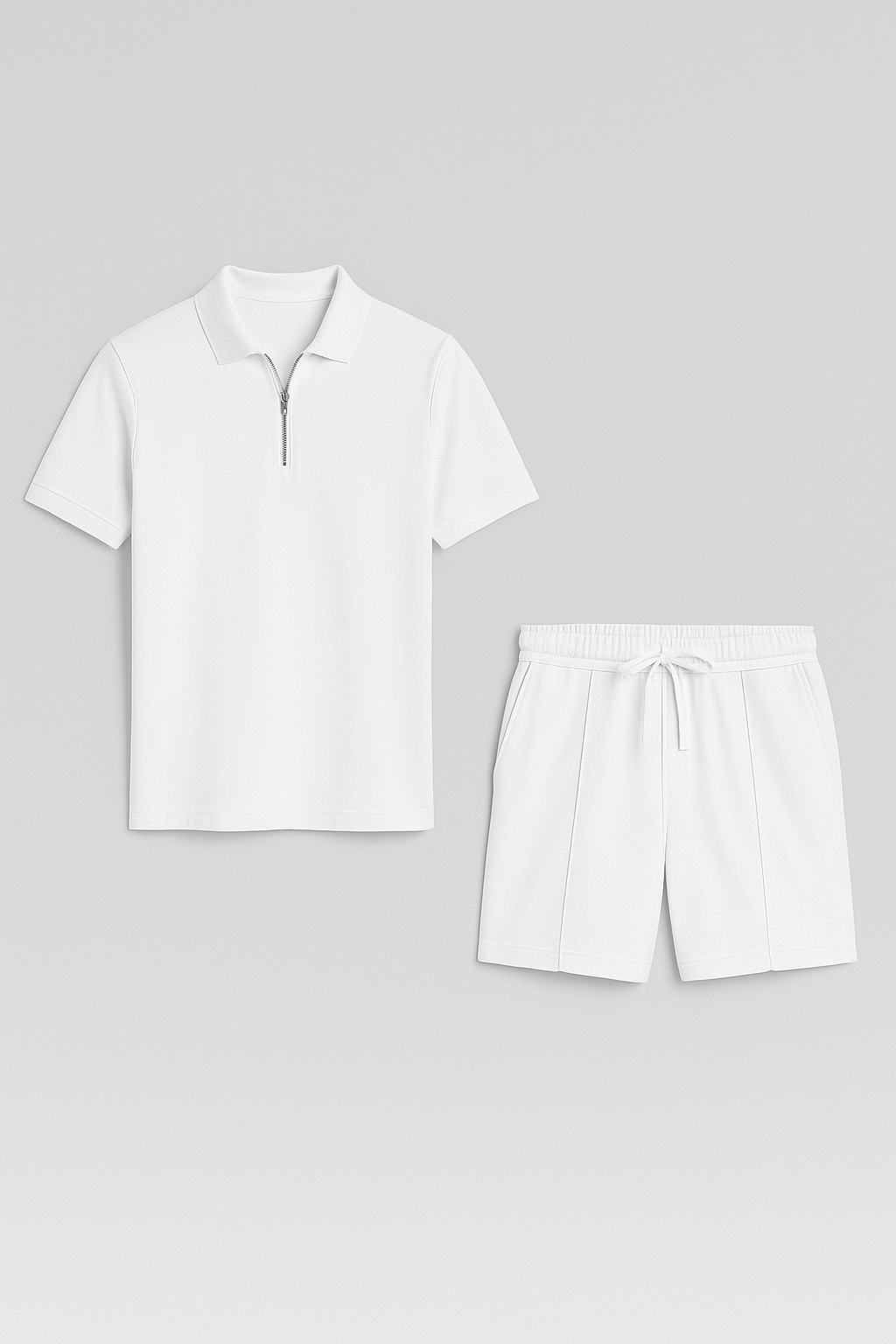 Men’s Polo and Shorts Summer Set White