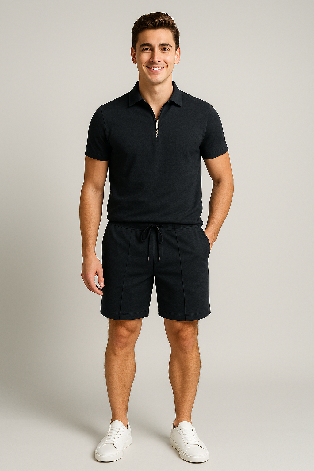 Men’s Polo and Shorts Summer Set Black