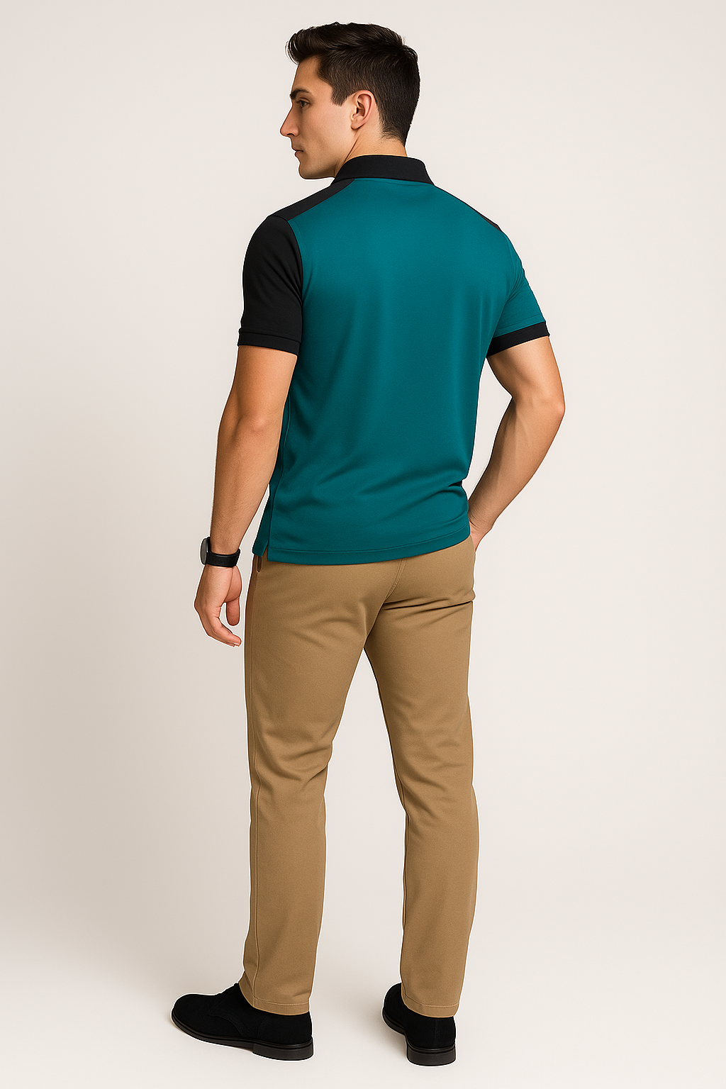 Elegant Men’s Short Sleeve Business Polo Shirt – Turquoise