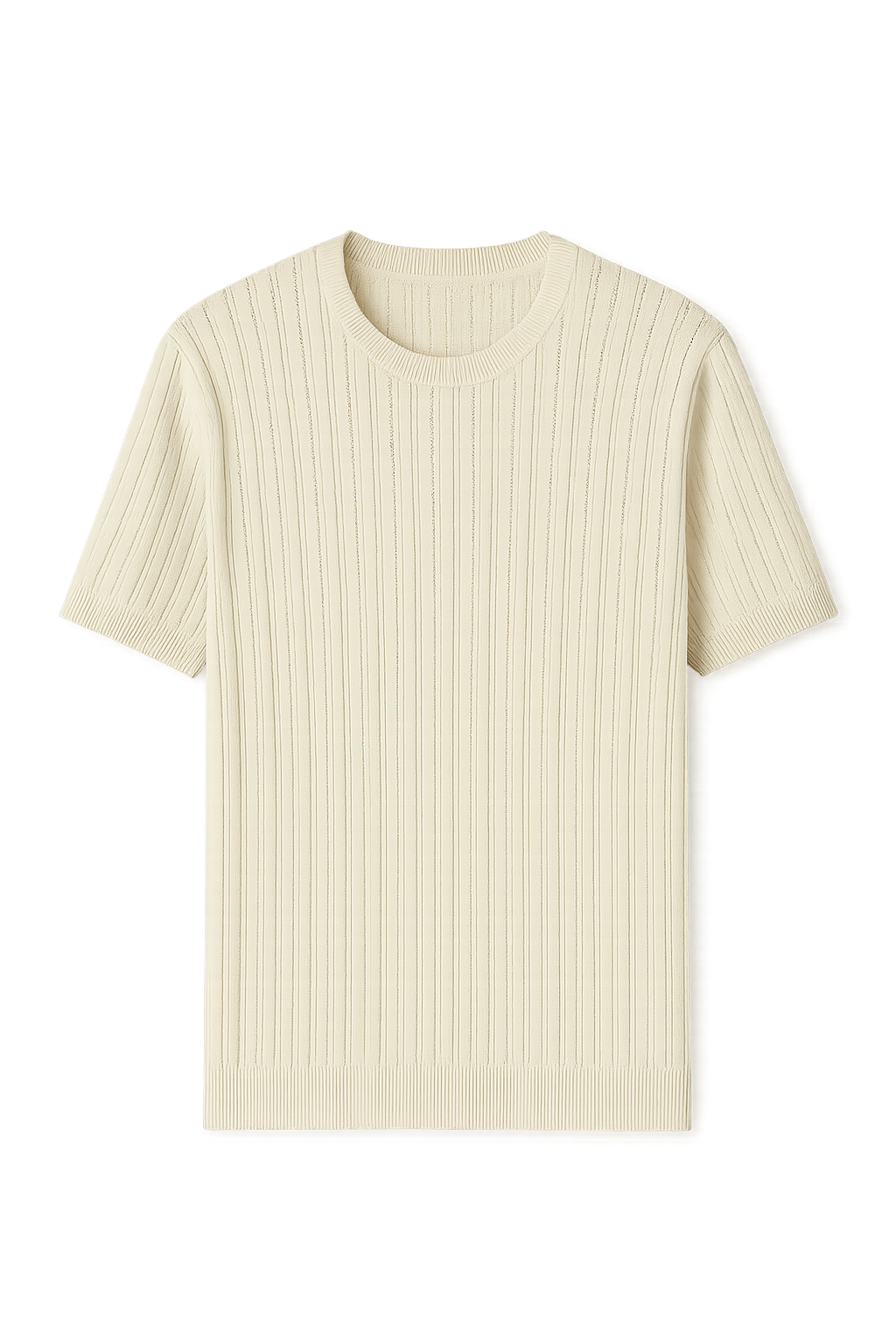Classic Men's Short Sleeve Knit T-Shirt – Beige