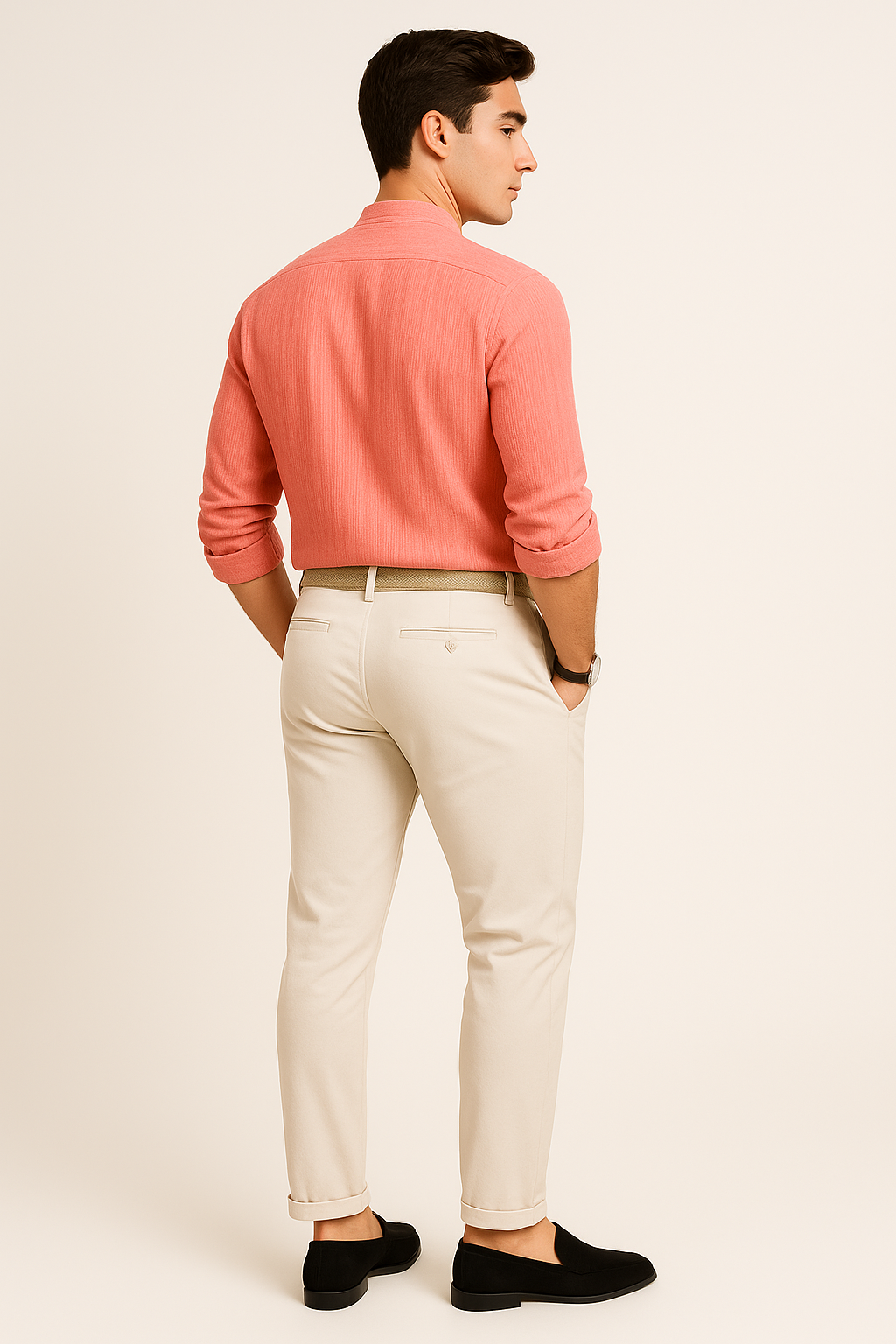 Elegant Men's Short Sleeve Shirt – Pink