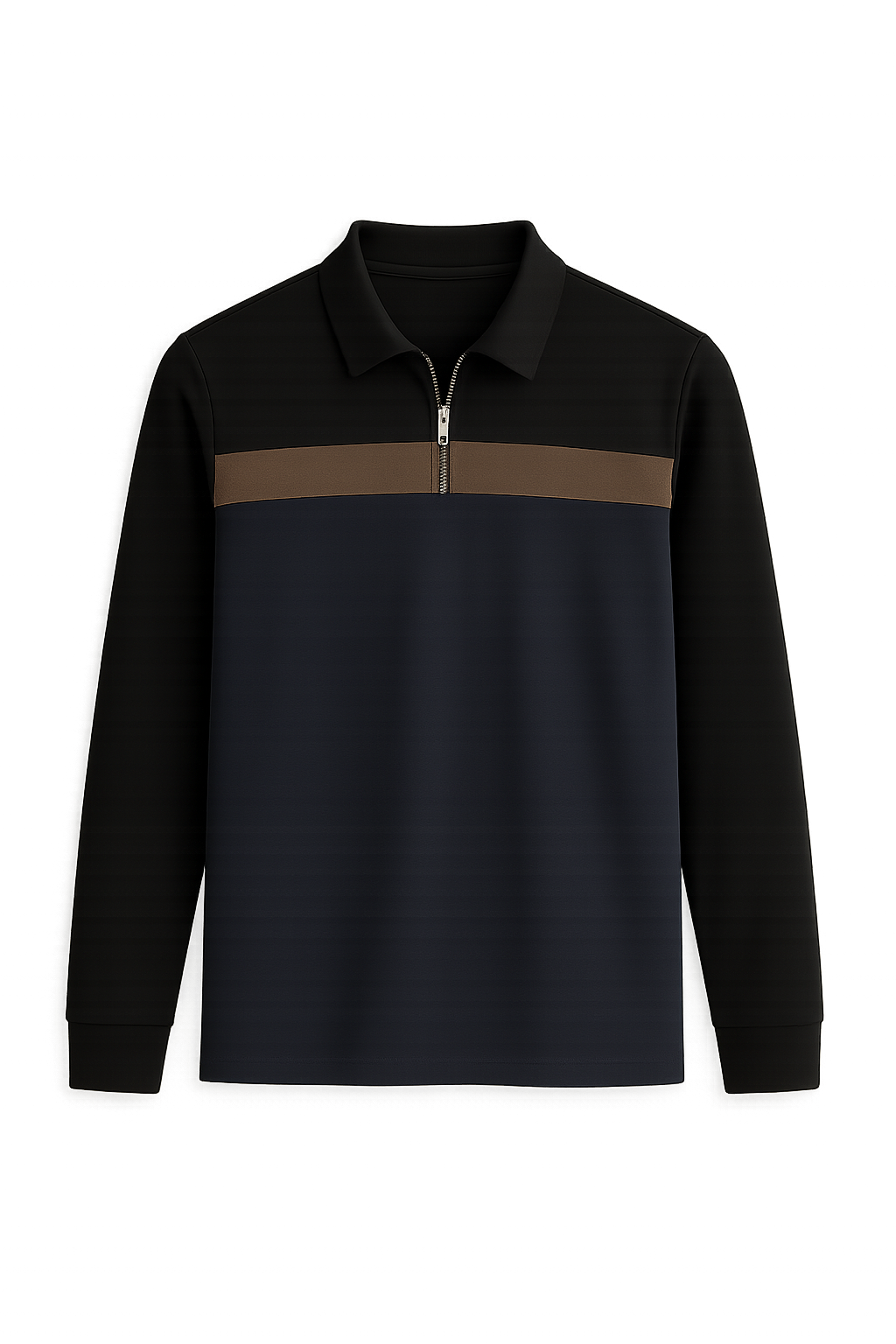 Retro Style Men’s Long Sleeve Polo Shirt – Navy blue