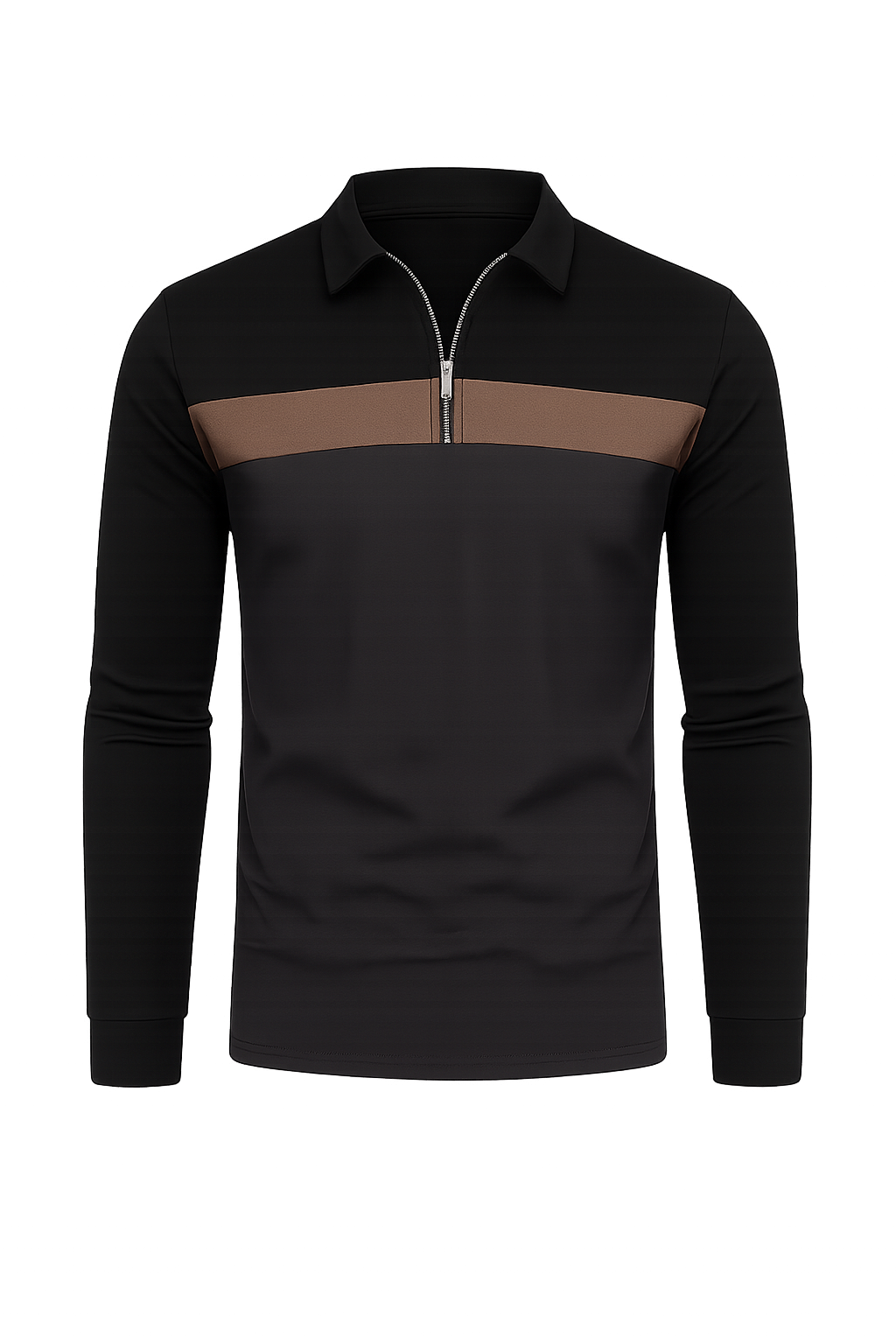 Retro Style Men’s Long Sleeve Polo Shirt – Dark gray