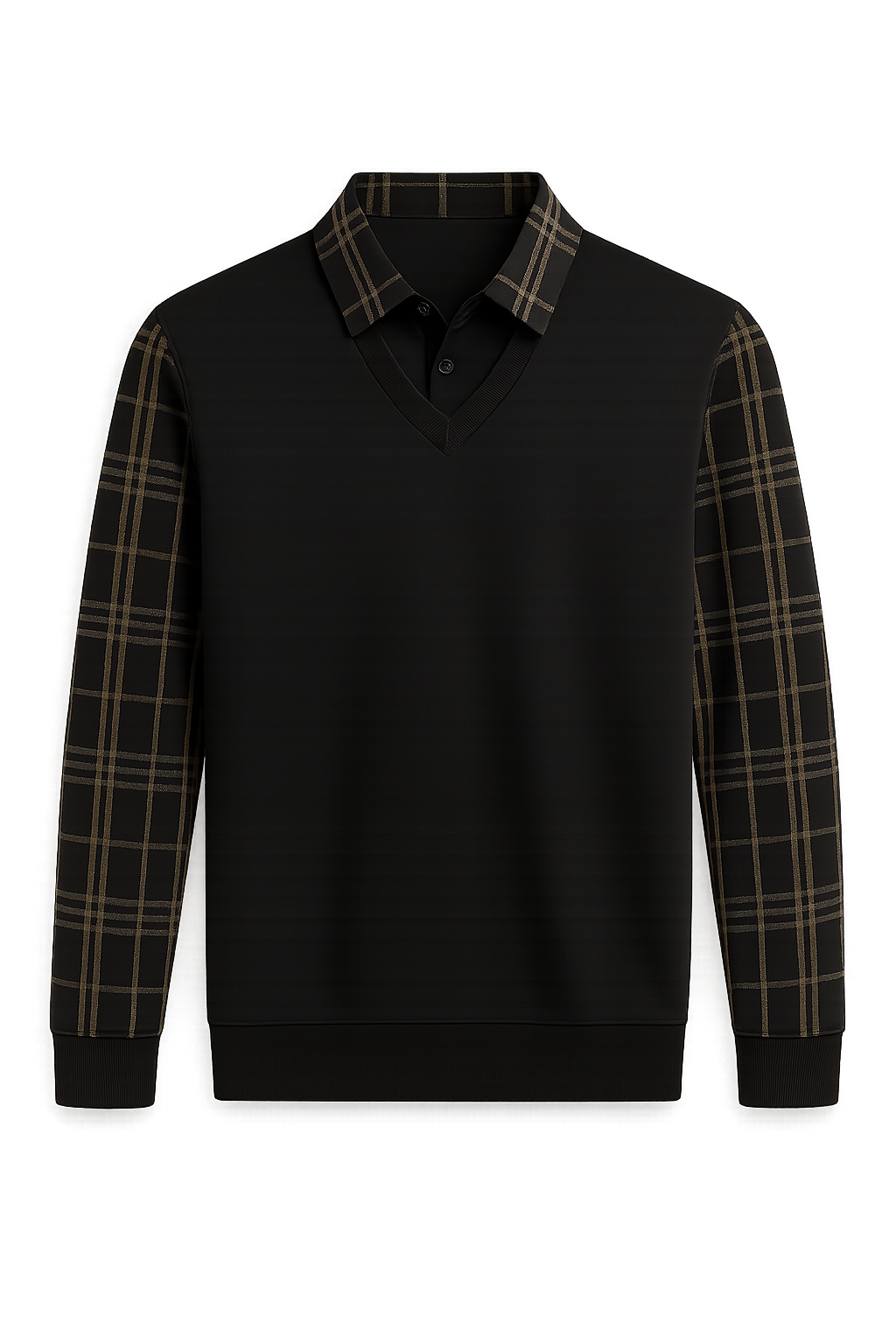 Vintage Men’s Long Sleeve Polo Shirt – Black