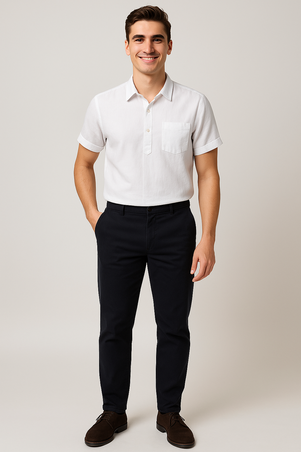 Classic Summer Men’s Linen Polo Shirt – White