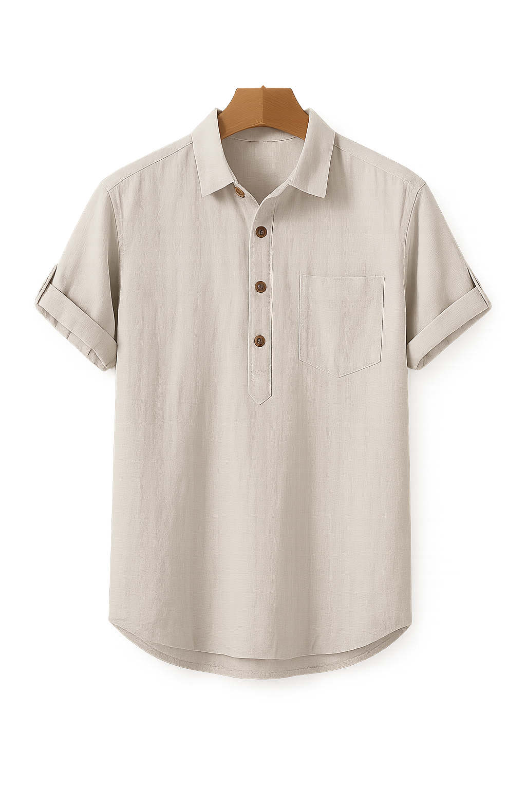 Classic Summer Men’s Linen Polo Shirt – Beige