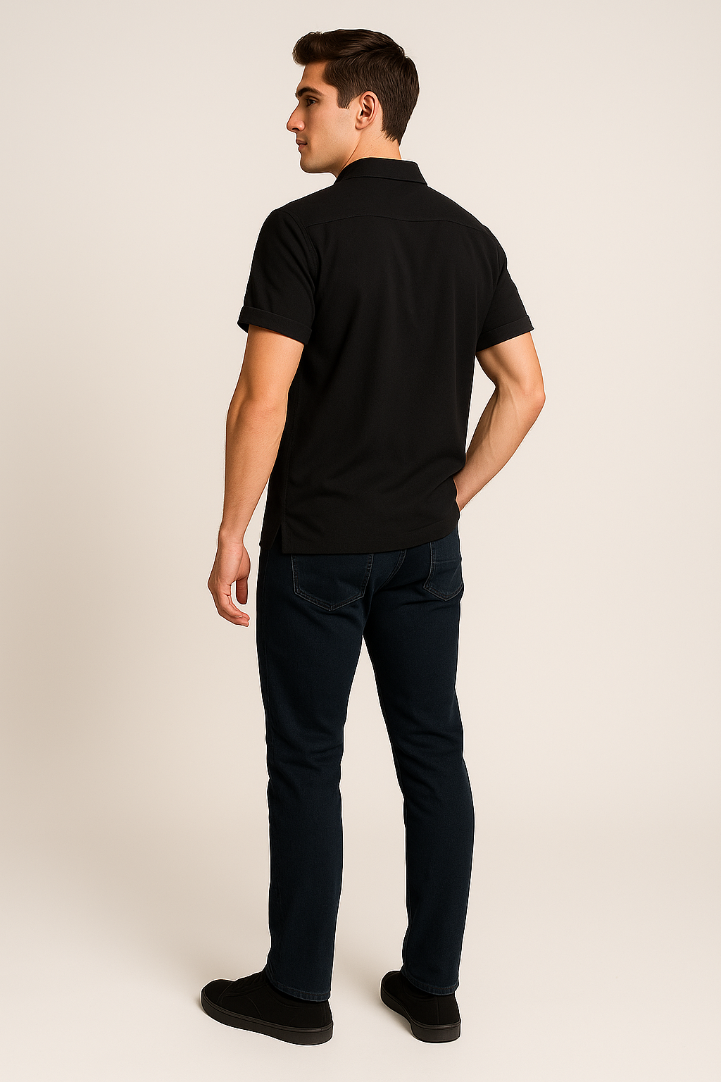 Classic Summer Men’s Linen Polo Shirt – Black