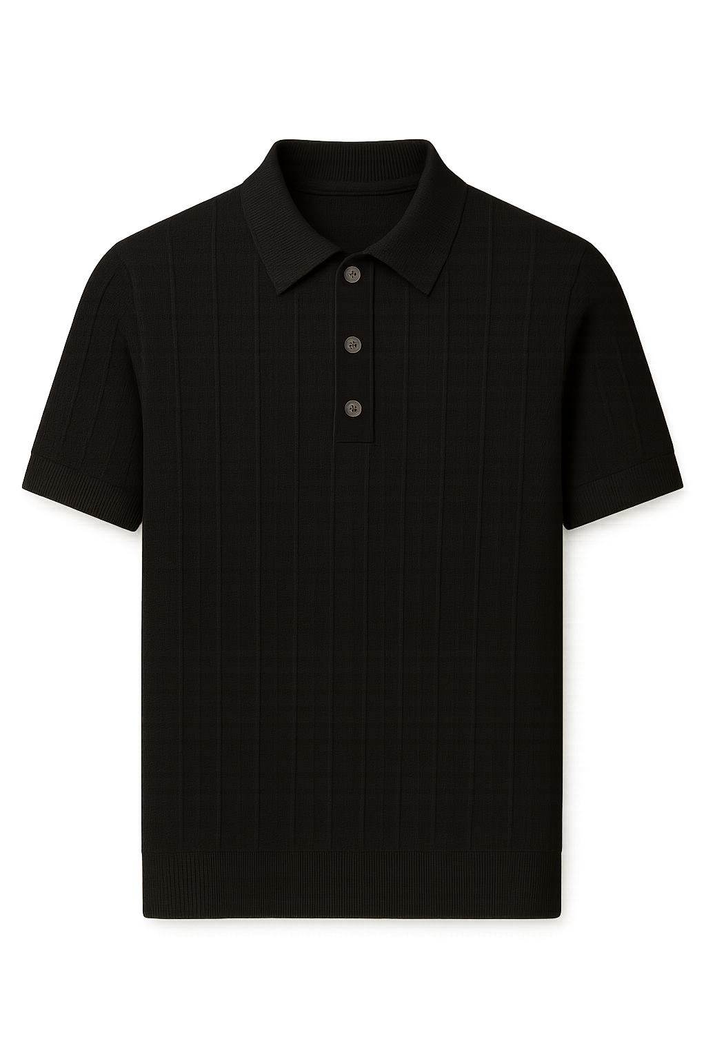 Men’s Polo Shirt – Breathable Smart-Casual Polo with Button Closure Black