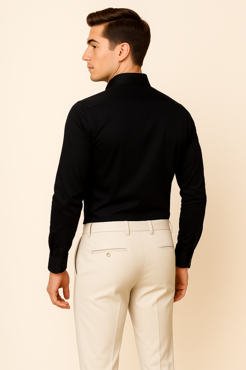 Men’s Wrinkle-Free Stretch Shirt – Smart Fit, Comfortable & Flexible for Work & Everyday Wear Black