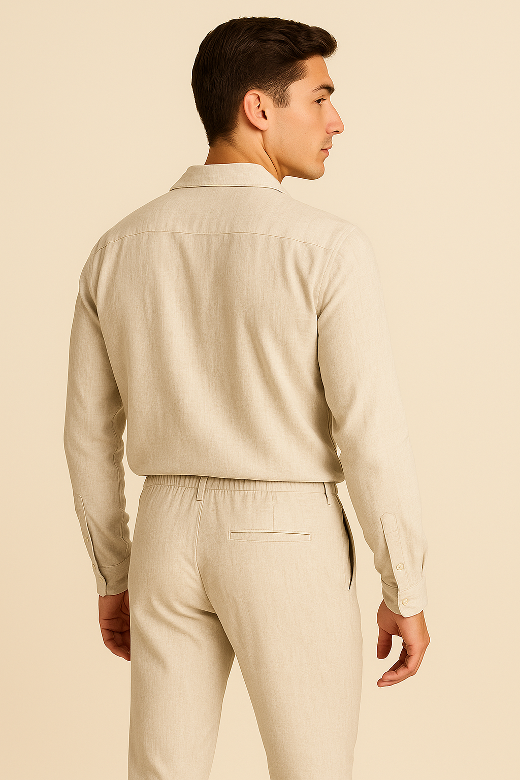 Casual Men's Linen Set – Beige