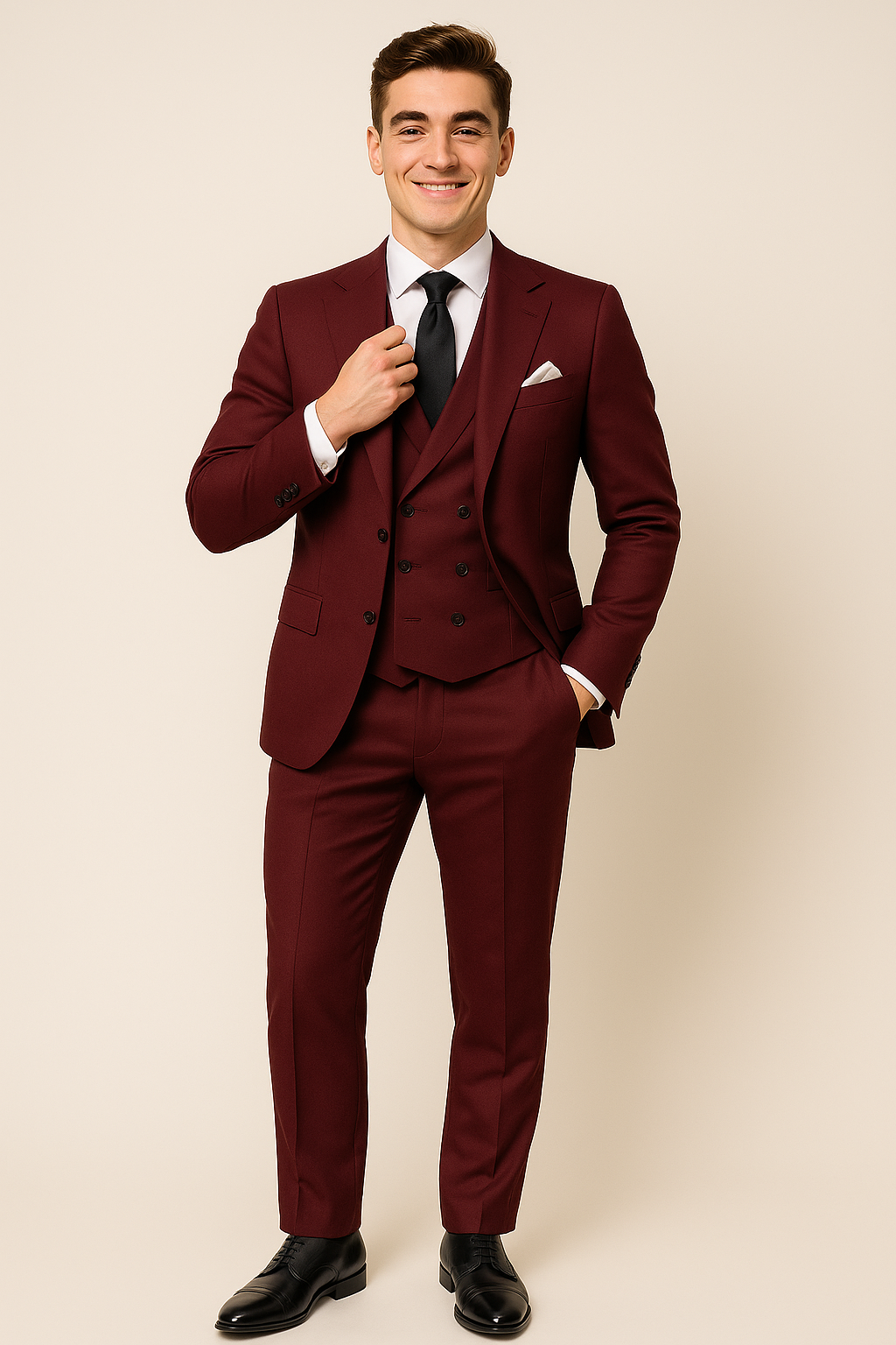 Formal Men's 3-Piece Set – Burgundy