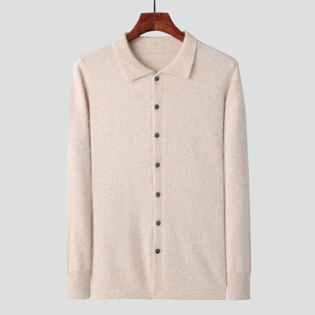 Men’s Polo Button Cardigan – Soft Textured Finish & Refined Smart-Casual Look