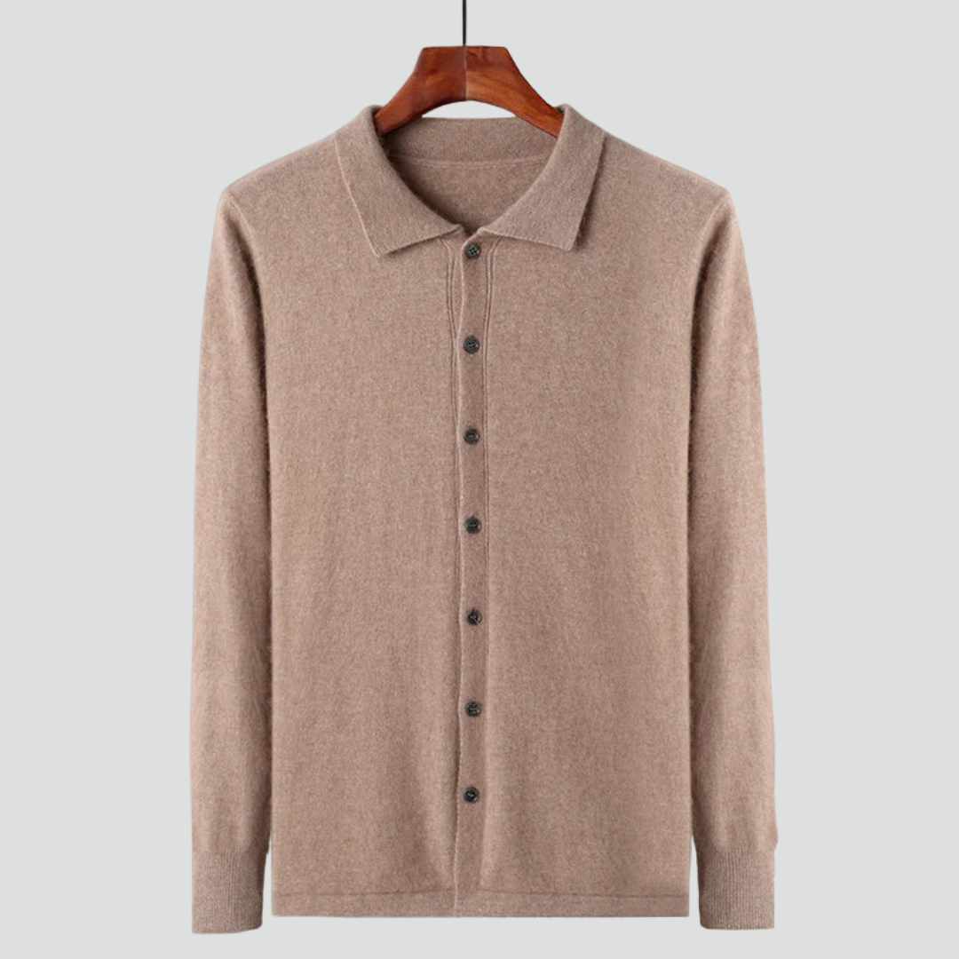 Men’s Polo Button Cardigan – Soft Textured Finish & Refined Smart-Casual Look