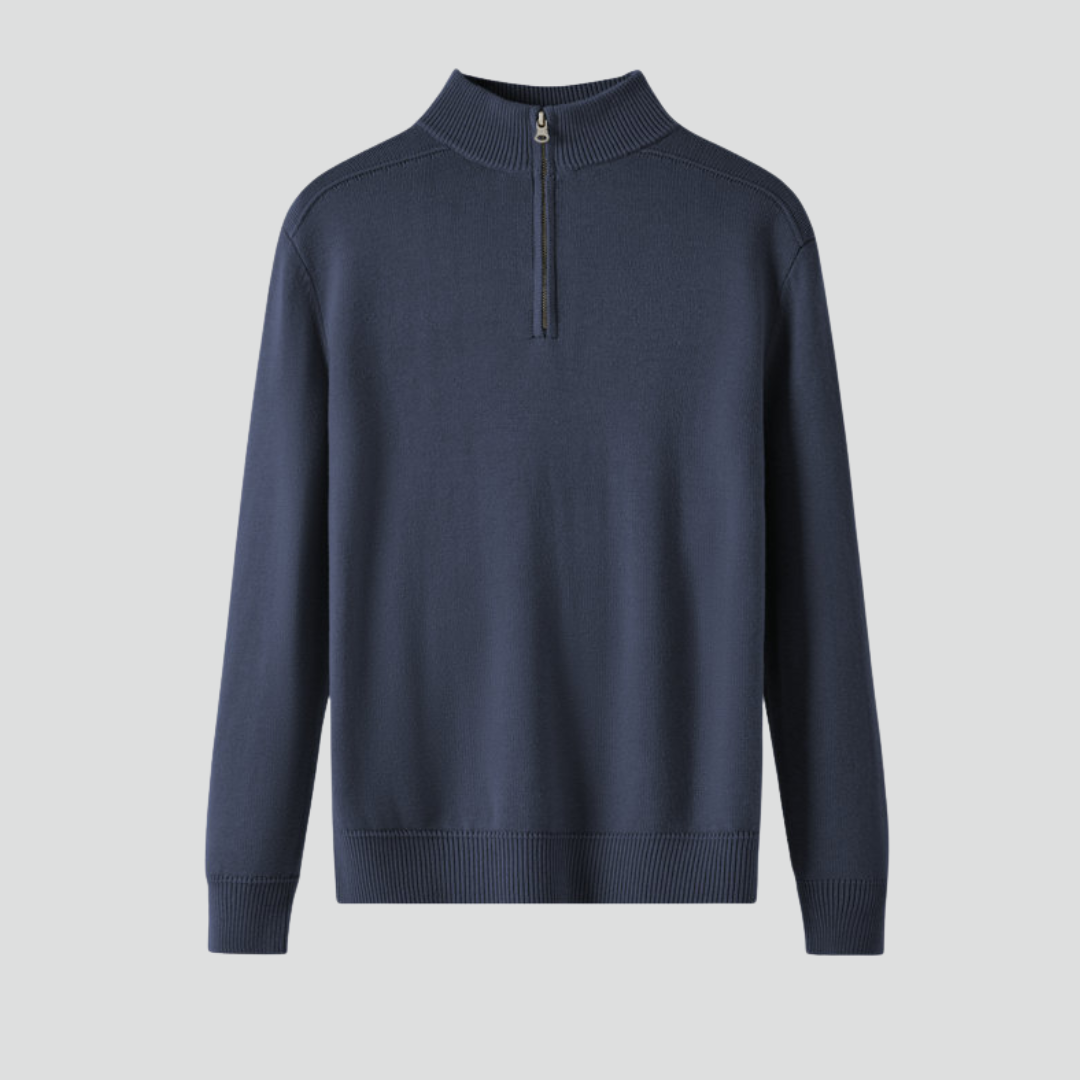 Men’s Minimalistic Sweater – Clean Zip Detail & Modern Everyday Layer