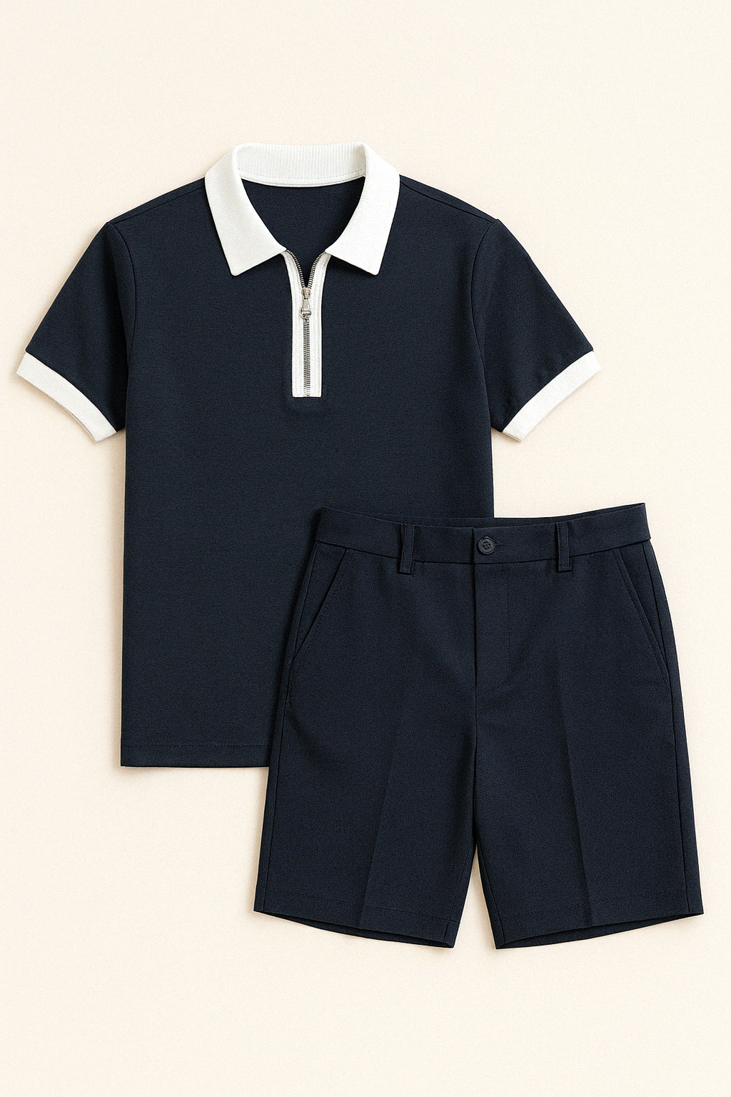 Stylish Men's Set for Summer Blue-white