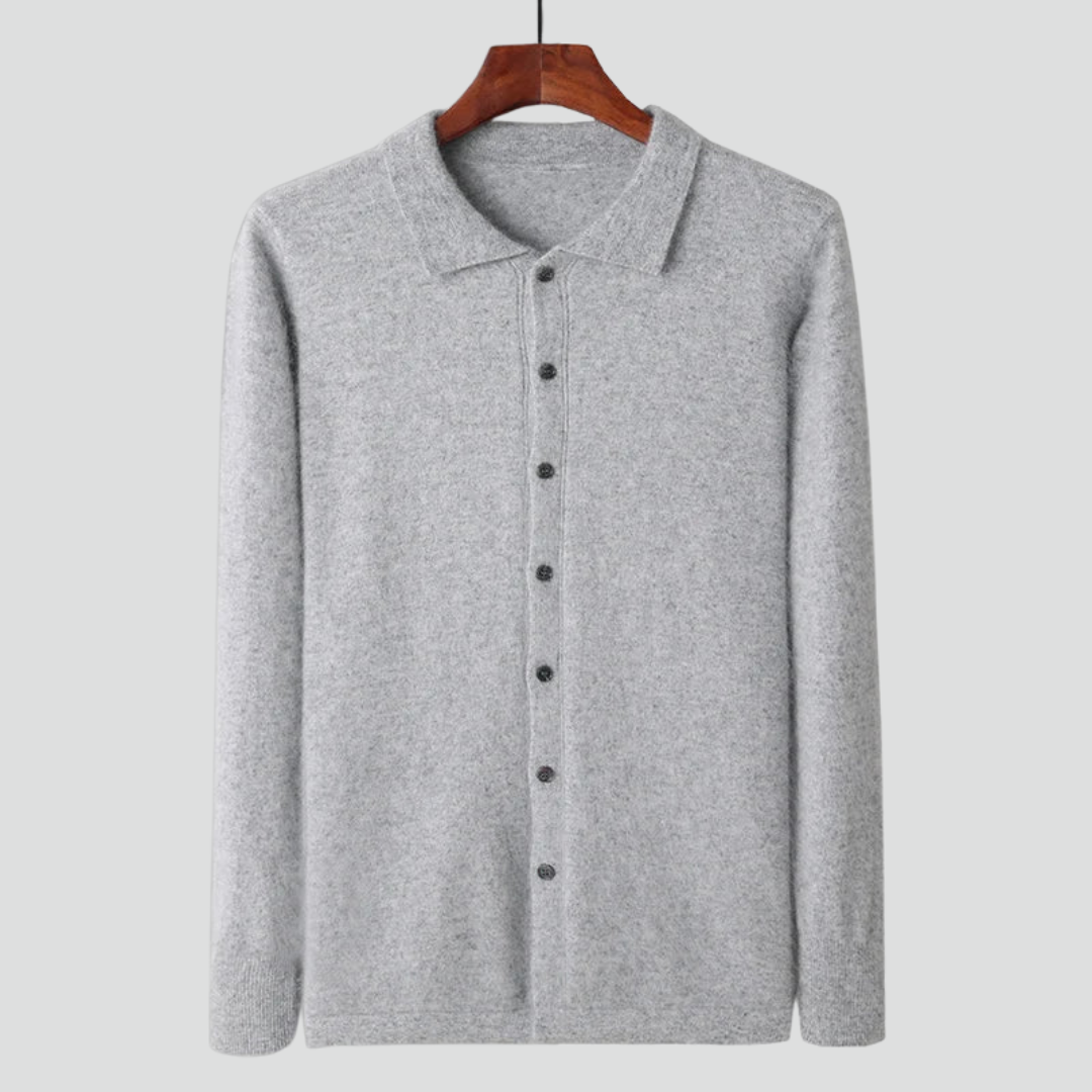 Men’s Polo Button Cardigan – Soft Textured Finish & Refined Smart-Casual Look