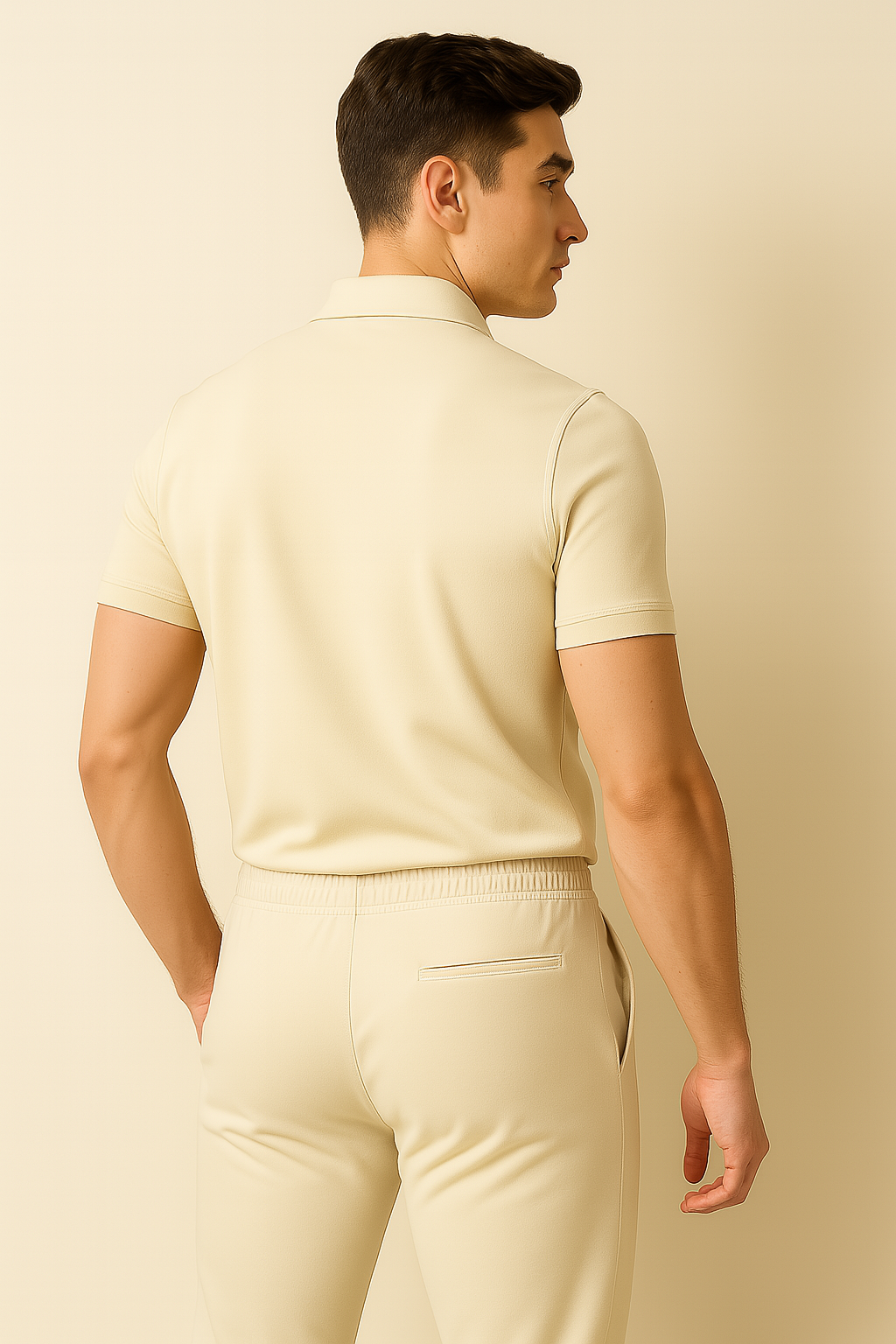 Casual Men's Polo and Trousers Set – Beige