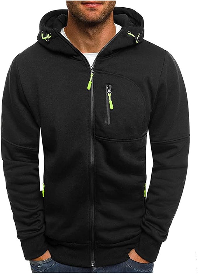 Men's Classic Hoodie with Zipper - Black