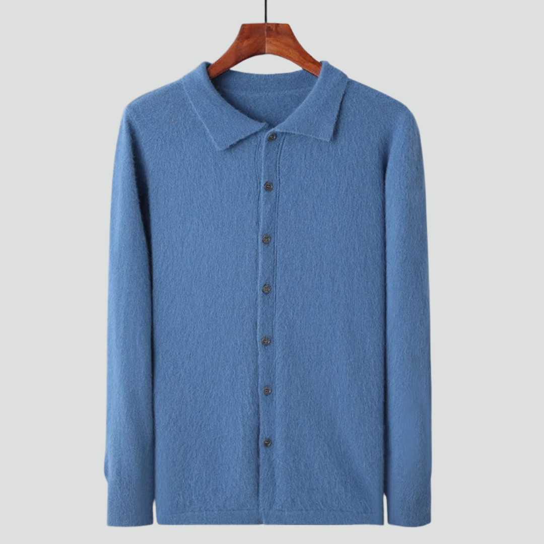 Men’s Polo Button Cardigan – Soft Textured Finish & Refined Smart-Casual Look
