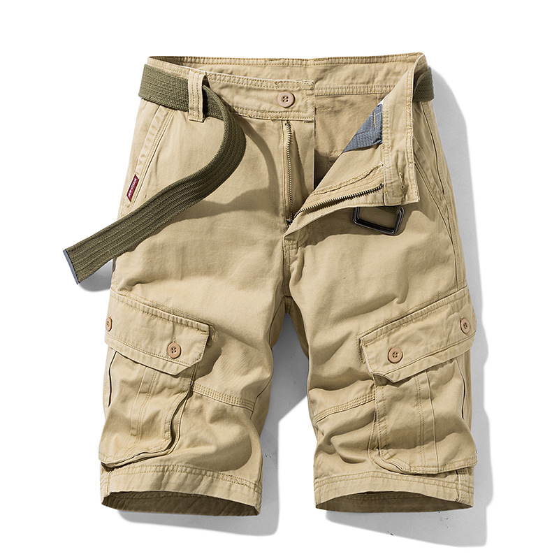 Casual Men's Multi-Pocket Cargo Shorts - Khaki