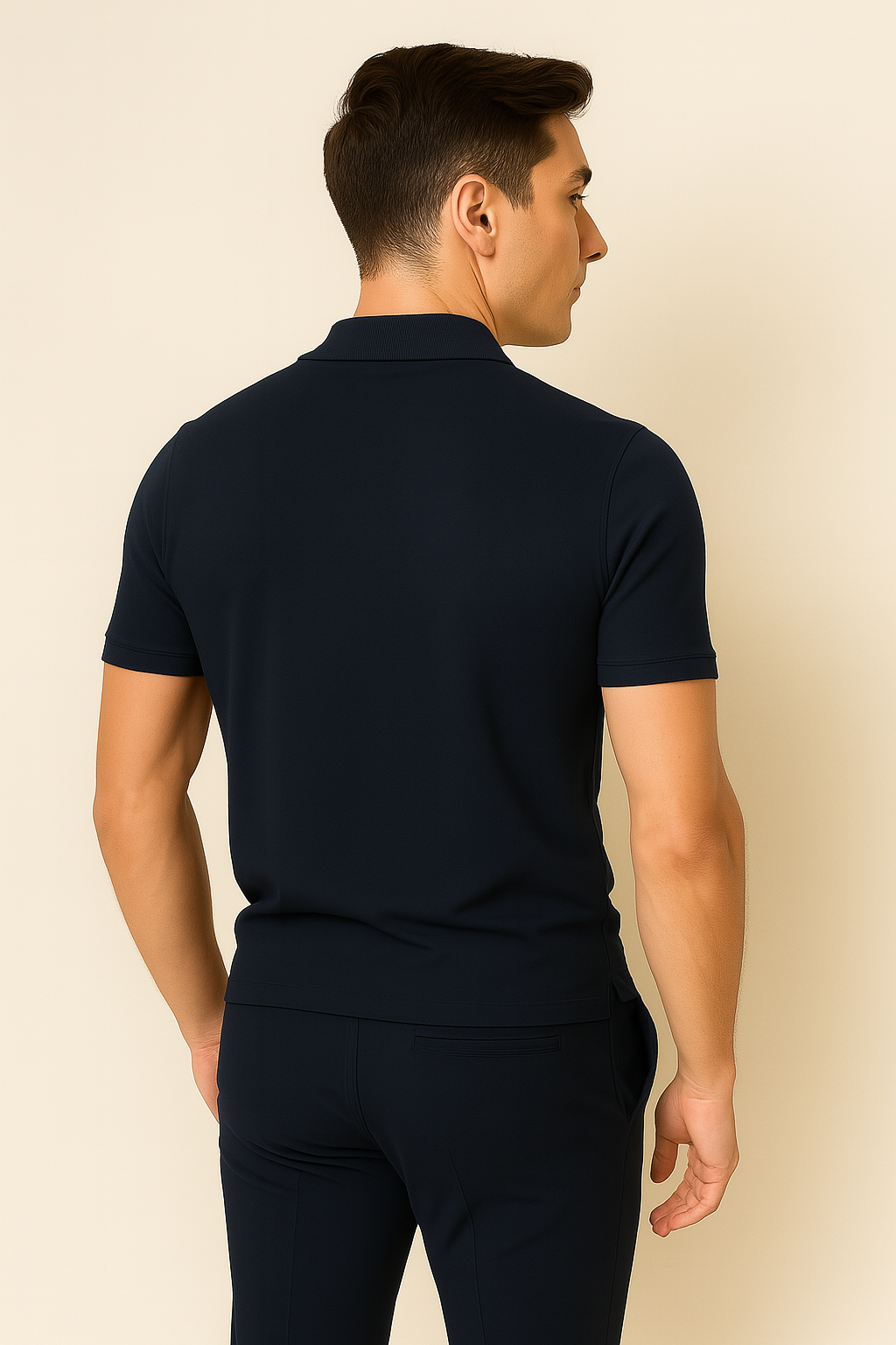 Casual Men's Polo and Trousers Set – Dark Blue