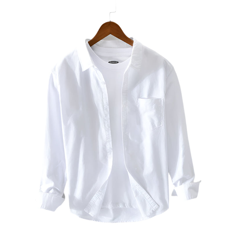 Elegant All Season Men’s Oxford Shirt – White