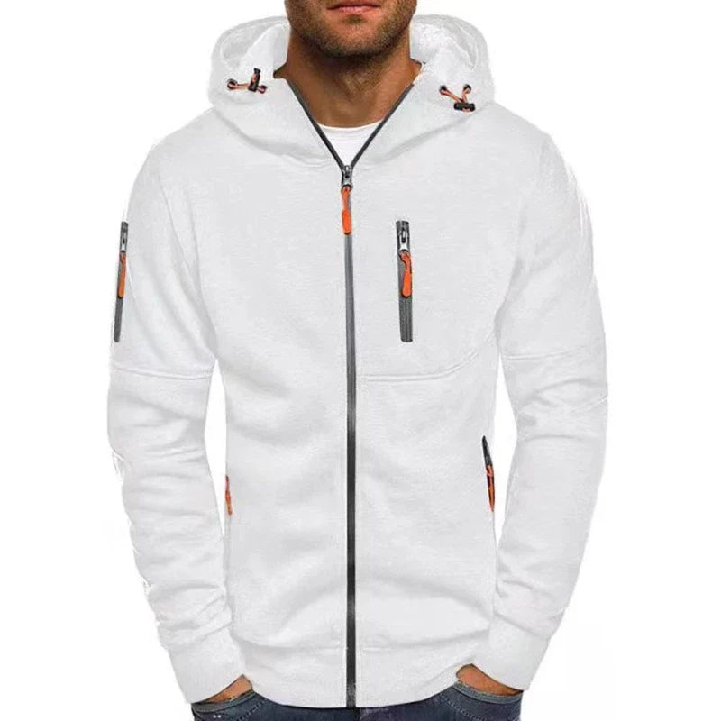Men's Classic Hoodie with Zipper - White