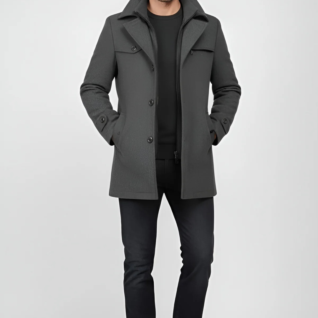 Men’s Elegant Peacoat – Refined Cut & Contemporary Warmth