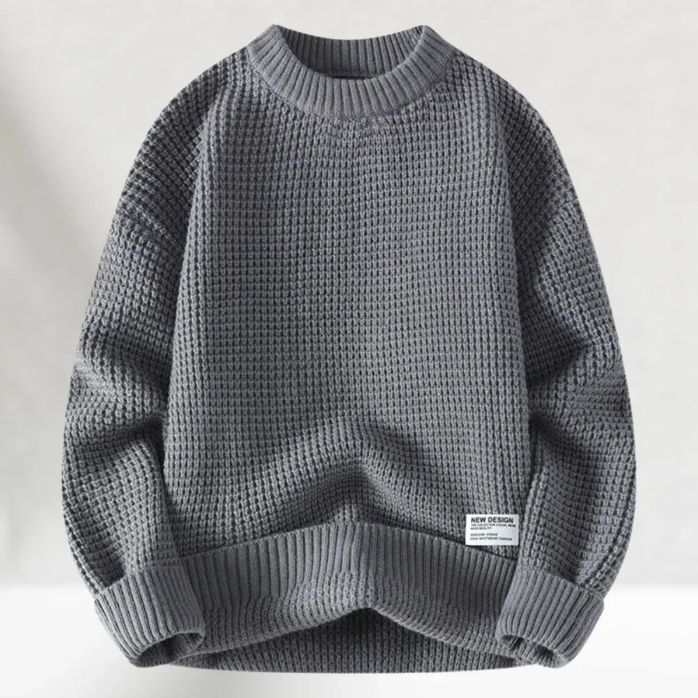 Men's Basic Knitted Sweater - Gray