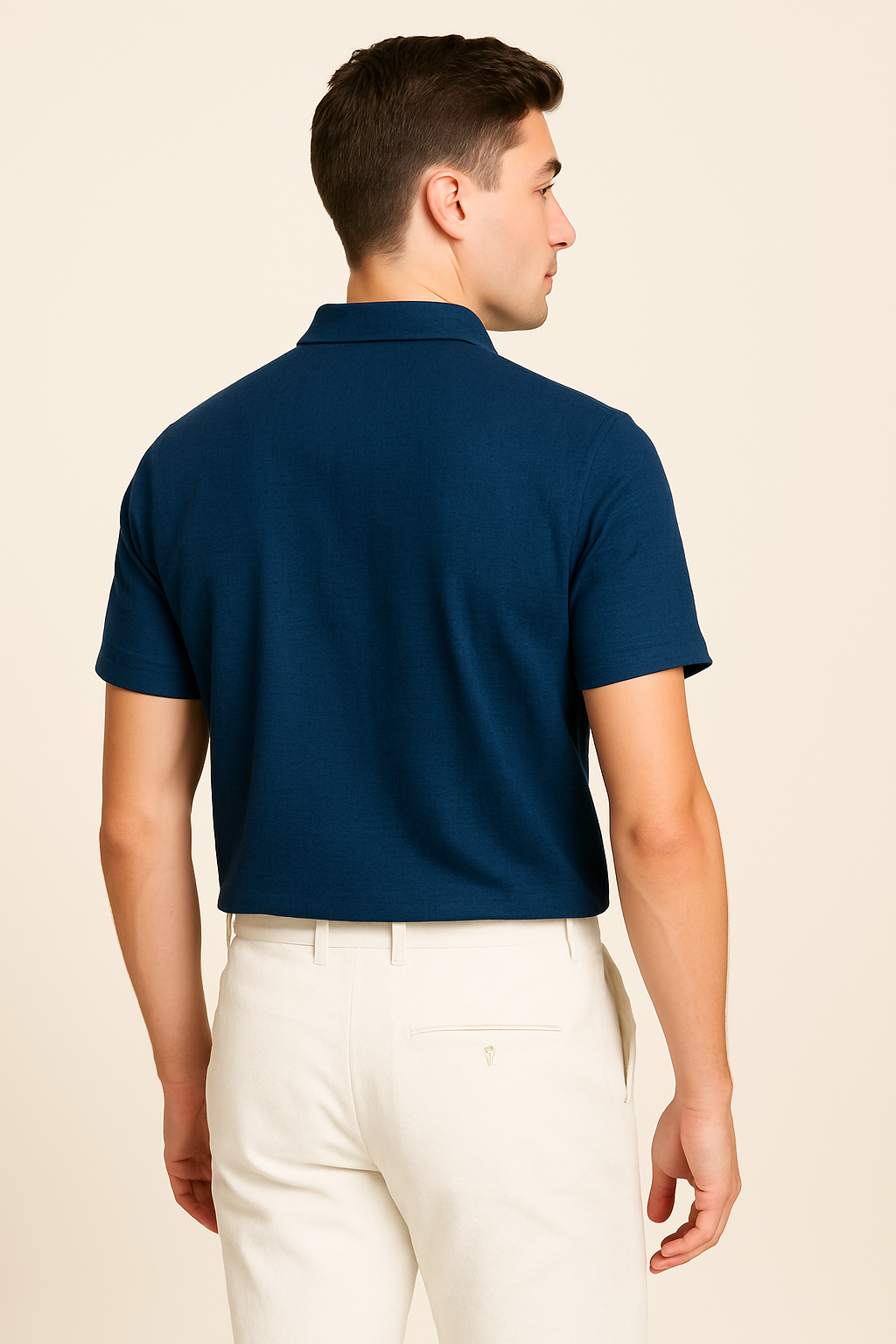 Elegant Men’s Silk Polo Shirt – Blue
