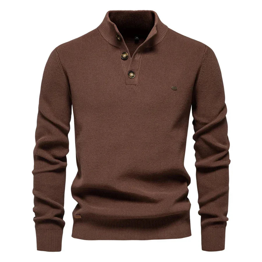 Men's Modern Style Body Fit Sweater - Chocolate Brown