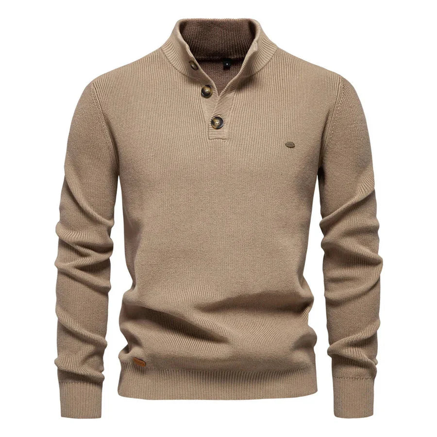 Men's Modern Style Body Fit Sweater - Light Brown