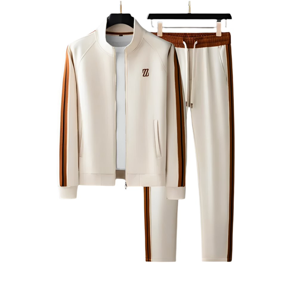 Elegant Men's Tracksuit Set – Beige