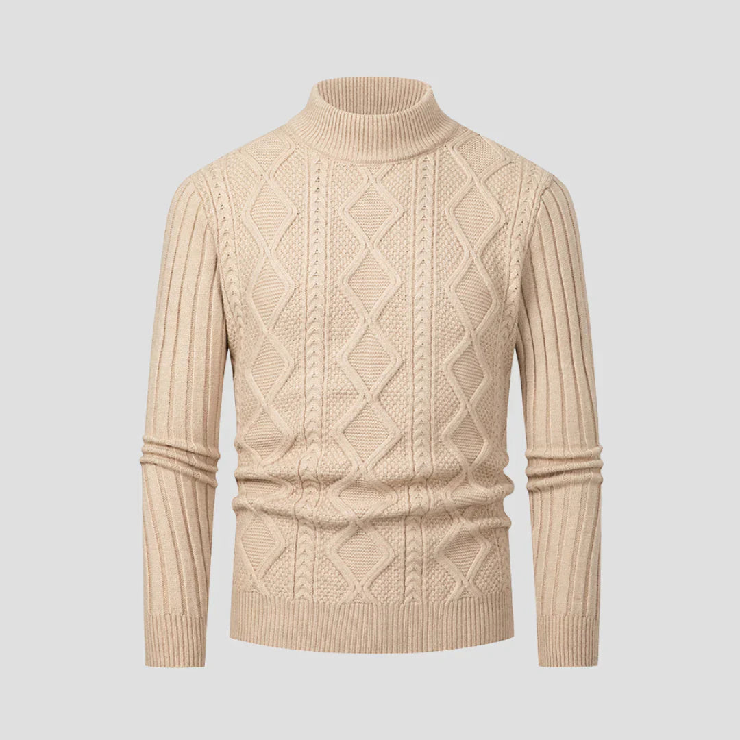 Men Cable-Knit Turtleneck Sweater