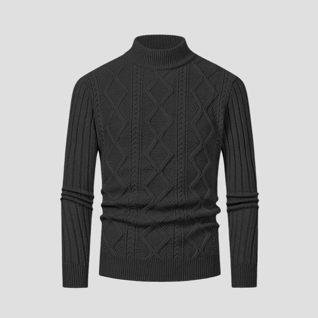 Men Cable-Knit Turtleneck Sweater