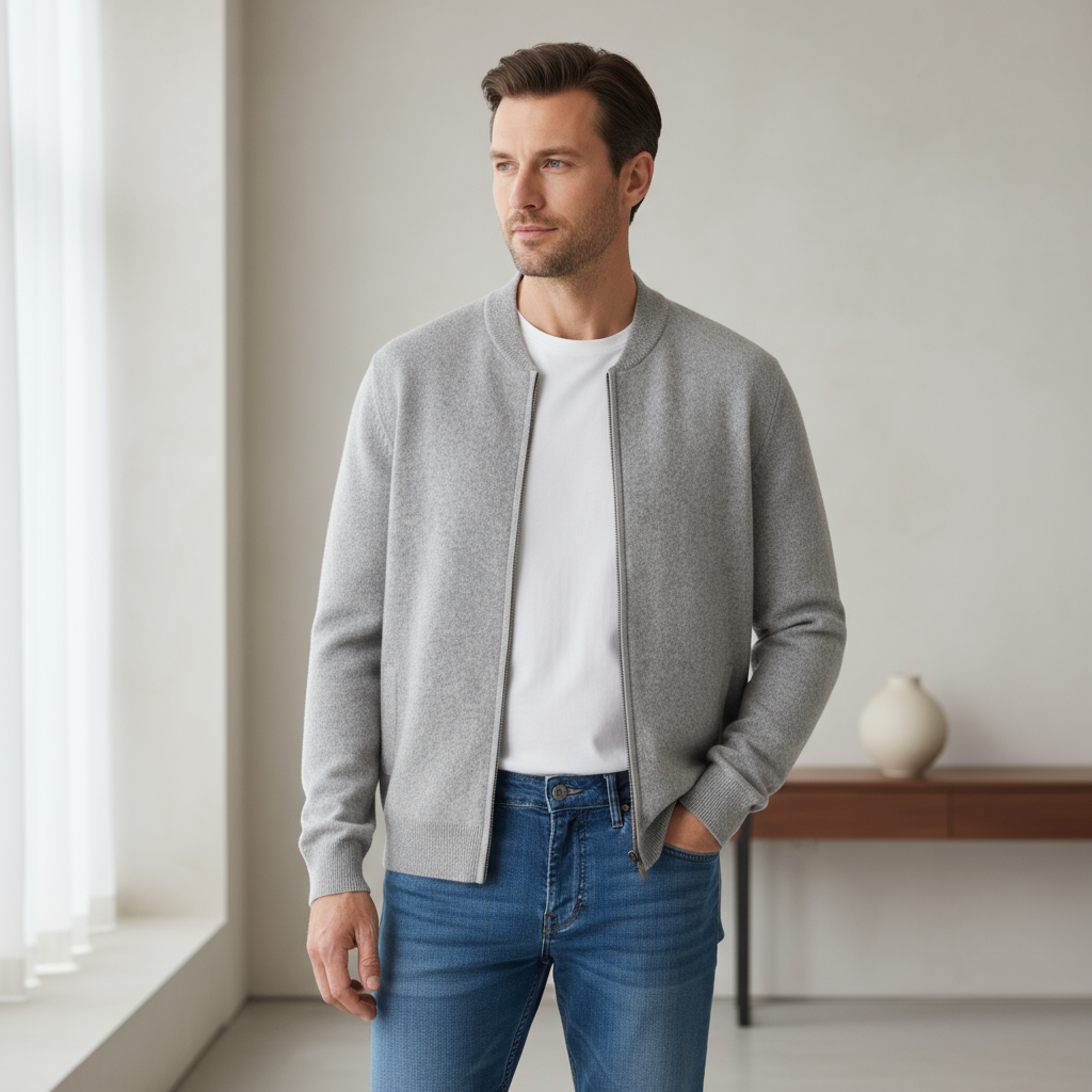 Men’s Casual Sweater – Zip-Up Design & Minimalist Everyday Layer