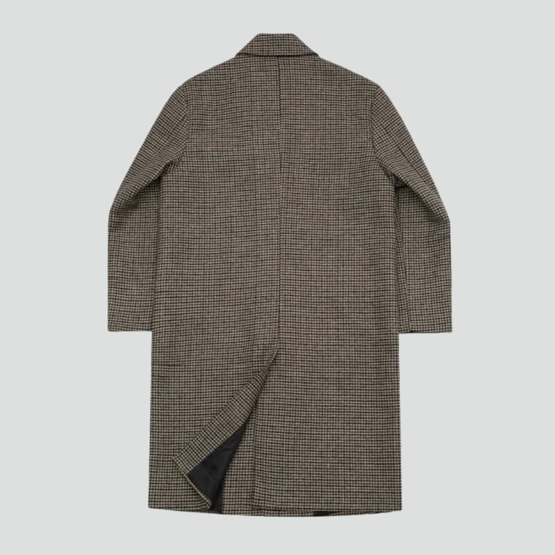 Men’s Classic Coat – Checked Pattern & Refined Long Silhouette