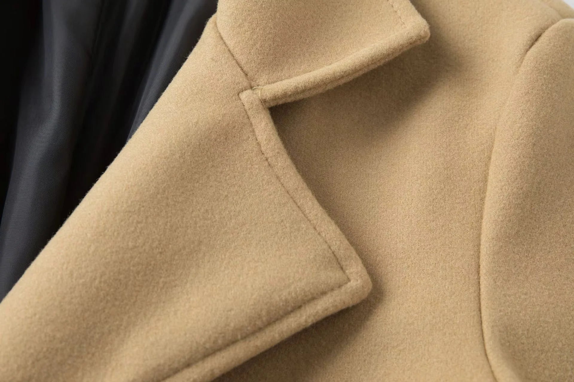 Men’s Elegant Coat – Double-Breasted Design & Classic Camel Tone