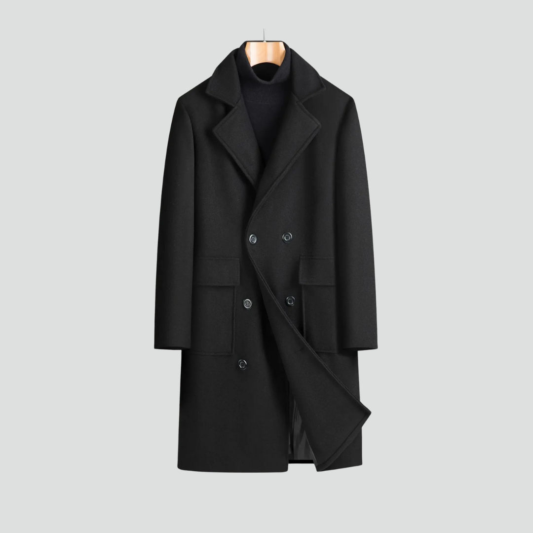 Men’s Elegant Coat – Double-Breasted Design & Classic Camel Tone