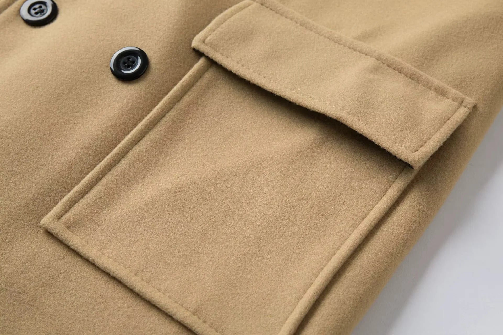Men’s Elegant Coat – Double-Breasted Design & Classic Camel Tone