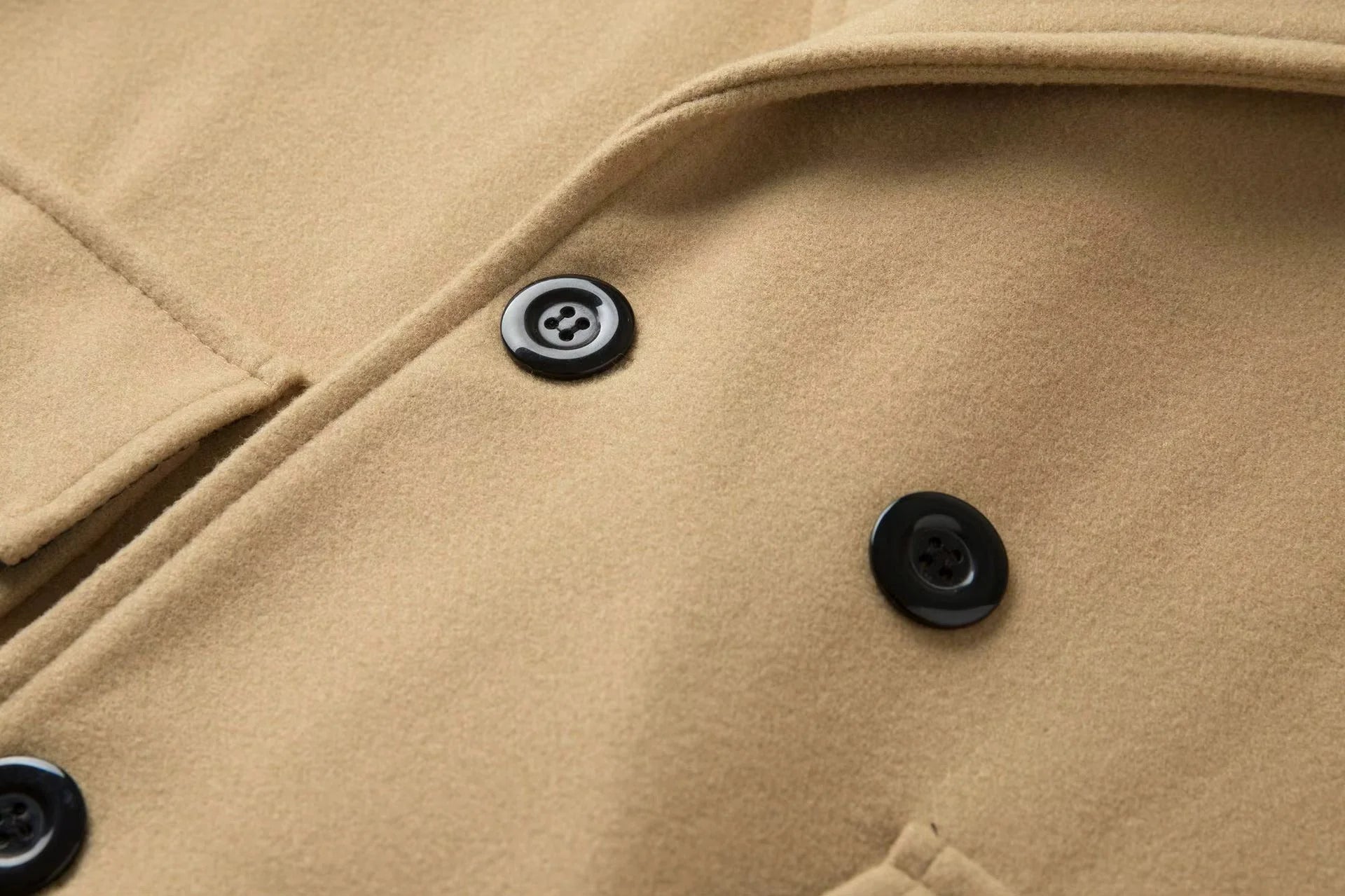 Men’s Elegant Coat – Double-Breasted Design & Classic Camel Tone