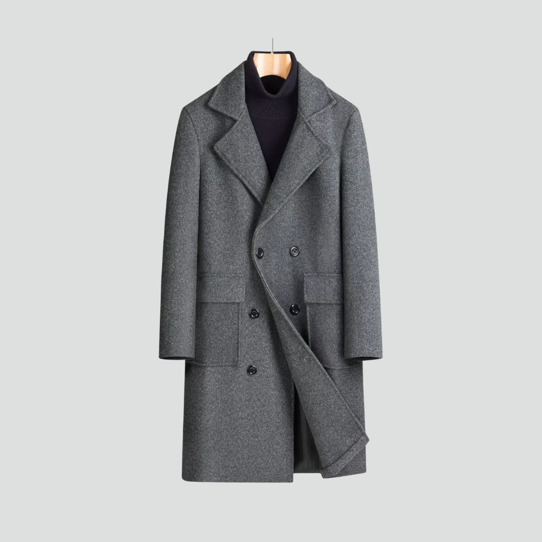 Men’s Elegant Coat – Double-Breasted Design & Classic Camel Tone