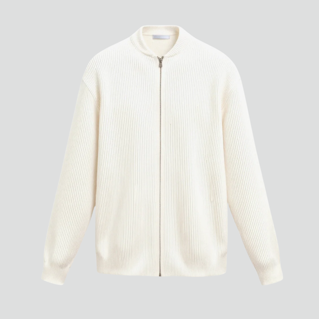 Men’s Everyday Zip Cardigan – Minimal Ribbed Knit & Clean Silhouette