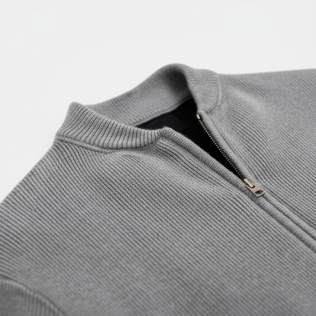 Men’s Everyday Zip Cardigan – Minimal Ribbed Knit & Clean Silhouette