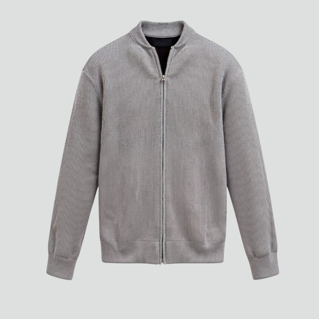 Men’s Everyday Zip Cardigan – Minimal Ribbed Knit & Clean Silhouette