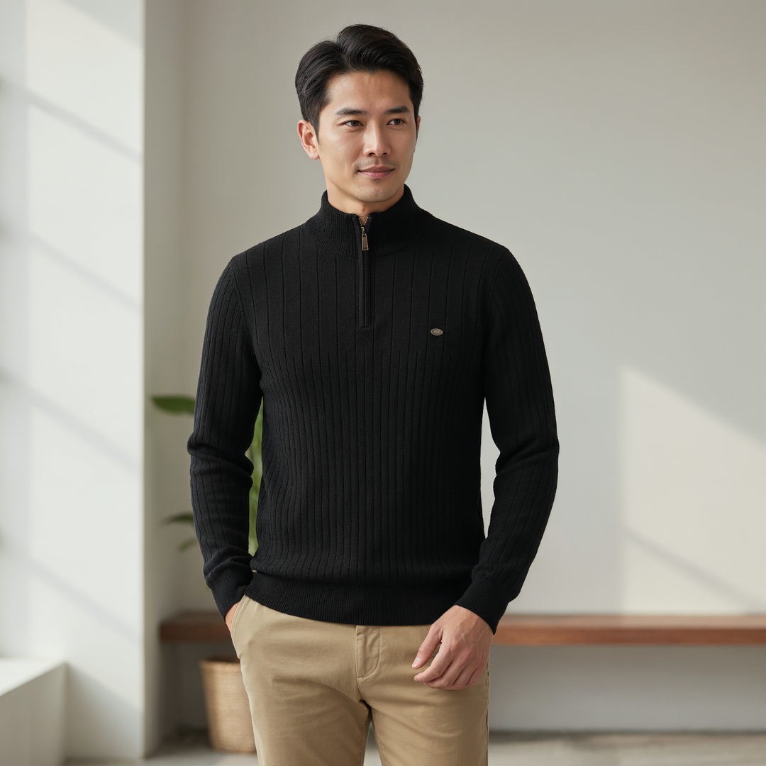 Men’s Half-Zip Sweater – Ribbed Knit Texture & Modern Everyday Appeal
